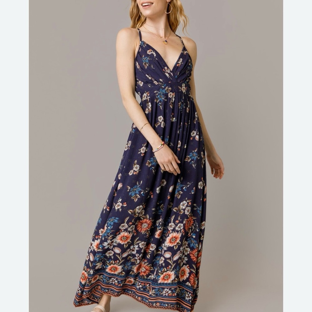 Angie Blue Floral Maxi Dress